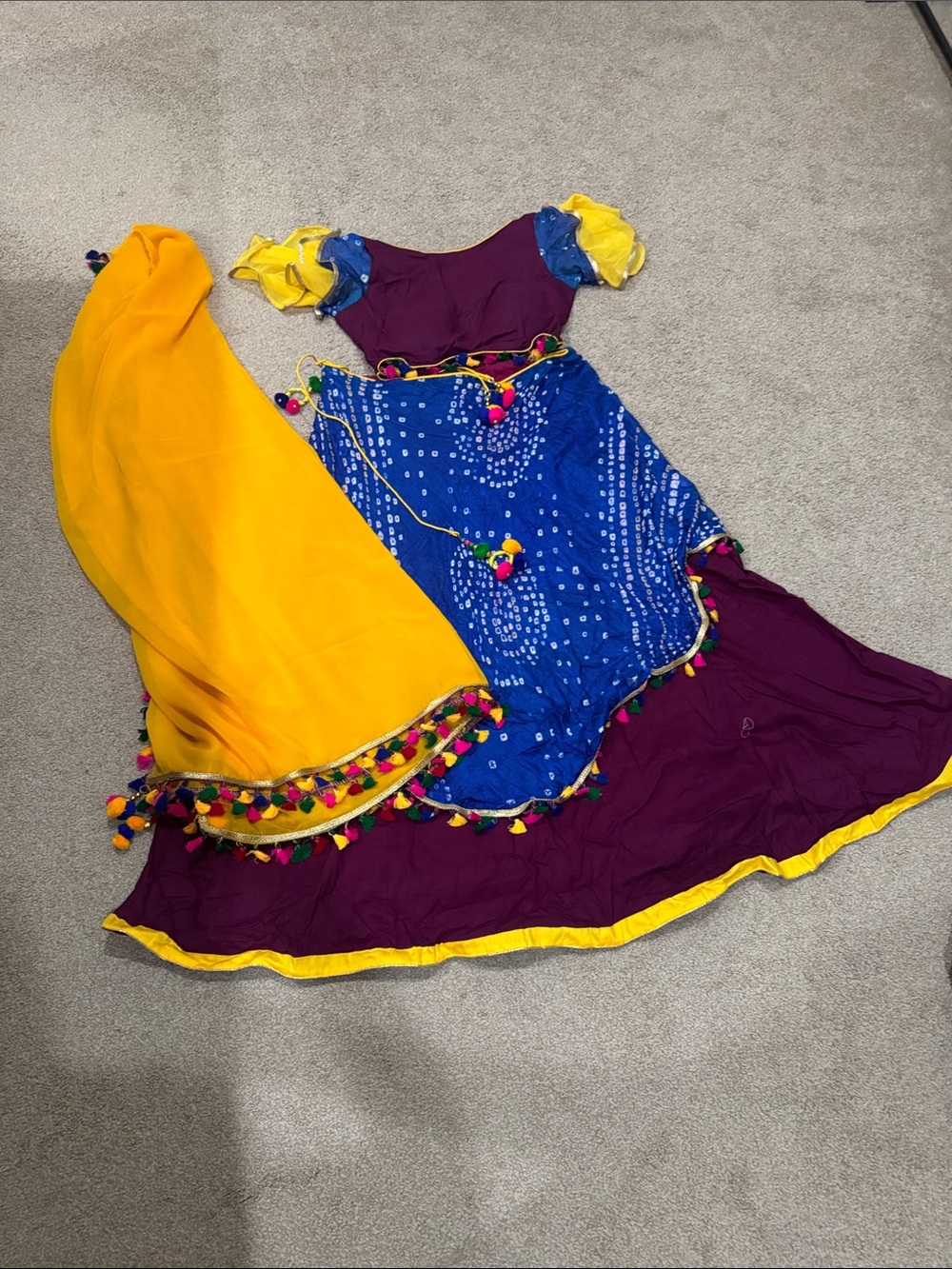 Kids Moroccan-Style Festival Costume - Yellow, Blue & Purple